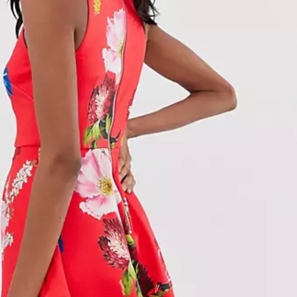 Ted Baker Red Floral Mini Dress Kinle - Picture 15 of 16